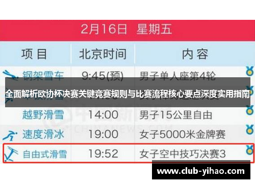 全面解析欧协杯决赛关键竞赛规则与比赛流程核心要点深度实用指南